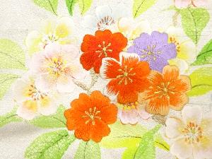 アンティーク　作家物　手描き　桜模様刺繍名古屋帯